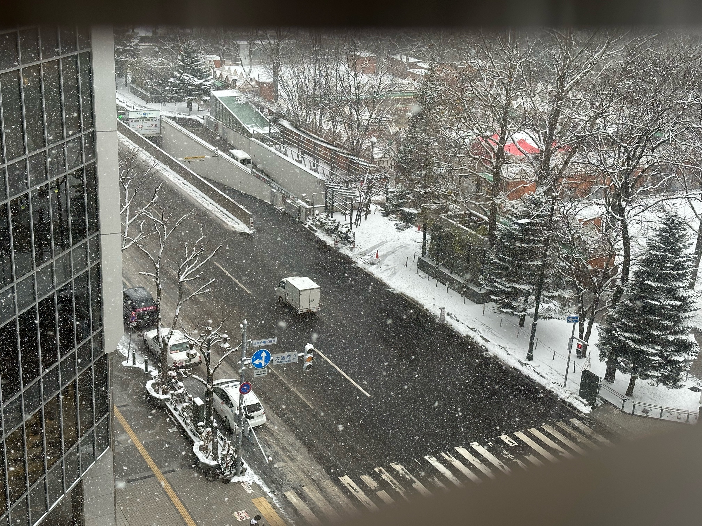 Hokkaido snow from restaurant window
